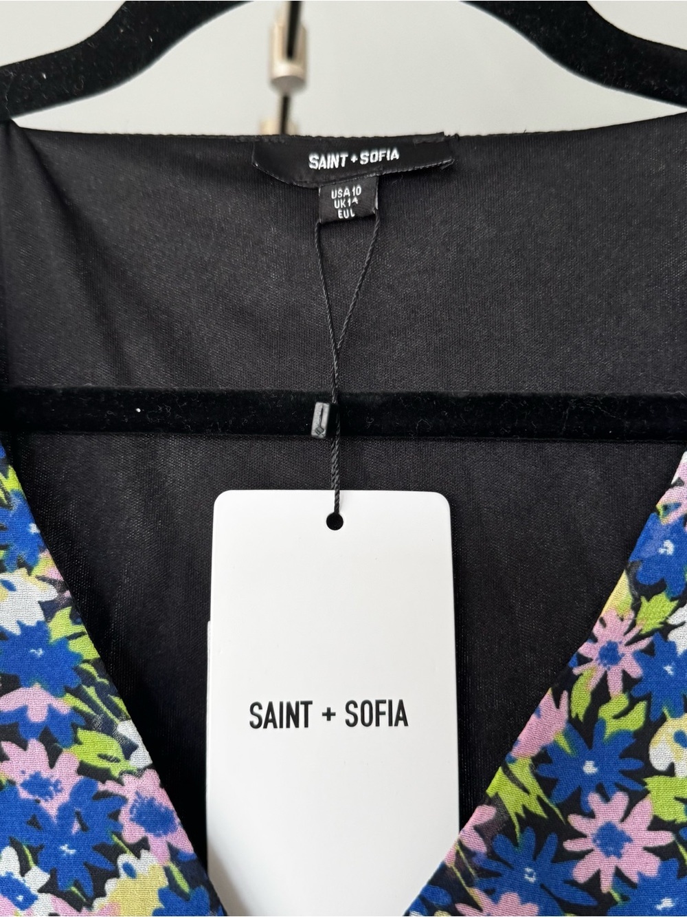 Saint + Sofia Portland Blue Floral Midi Dress Size 10 New With Tags - Picture 4 of 10